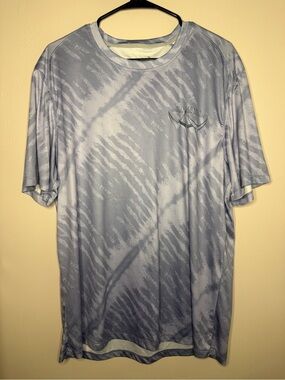 Reel Legends Short Sleeve Performance Tee in Light Blue Gray Pattern